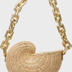 New Poolside Anna Small Rattan Conch Bag